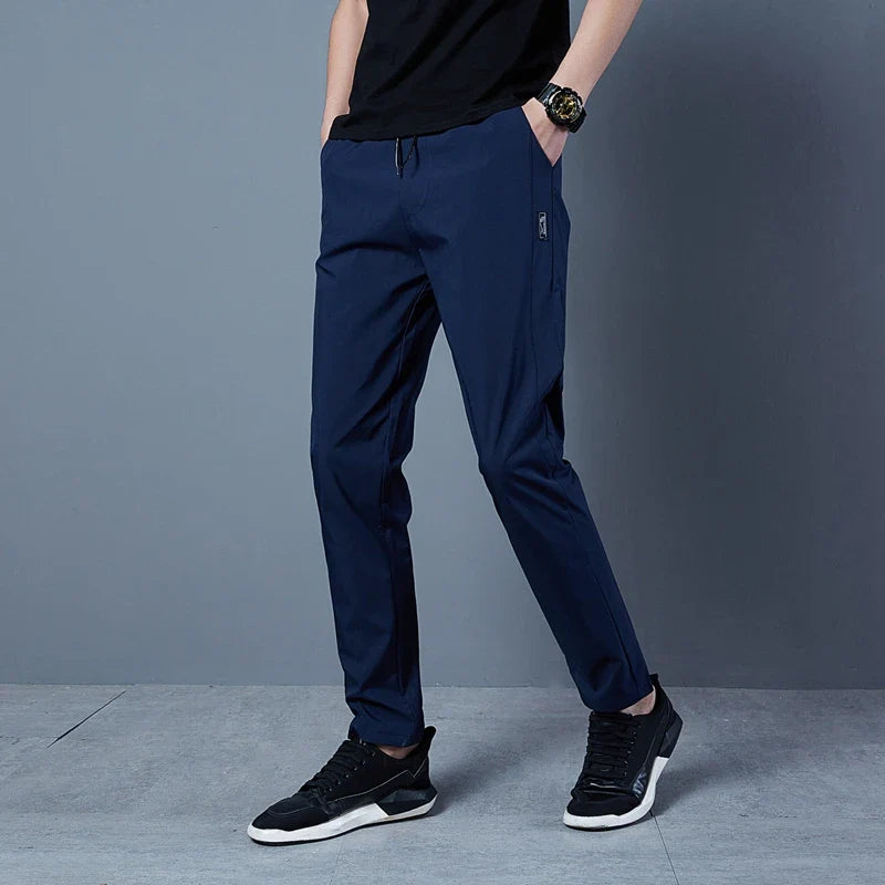 Men's Pants 2024 Casual Business Stretch Slim Fit Elastic Waist Korean Classic Blue Black Gray Male Brand Trousers