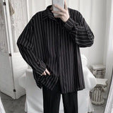 Fashion Lapel Button All-match Printed Striped Shirts Men's Clothing 2022 Autumn New Loose Casual Tops Long Sleeve Korean Shirt