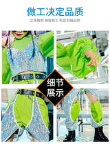 ZZL Fashion K-pop Stage Outfits for Girls Green Silver Sequin Costume Jazz Dance Hip-hop Clothes Catwalk Performance Wear