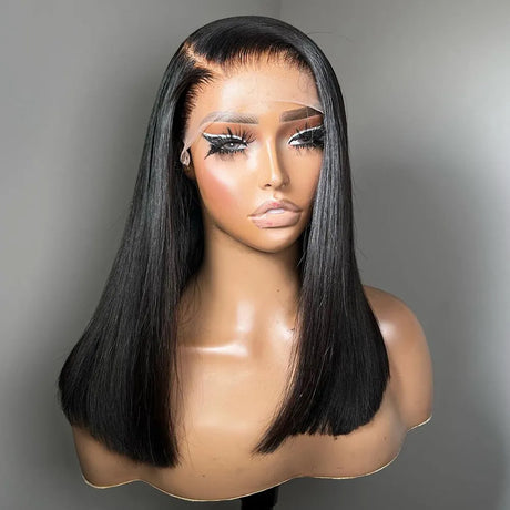 13x4 Lace Front Human Hair Wig Transparent Lace Frontal Wigs For Black Women Short Bob Wig Glueless Remy Straight Natural Wig