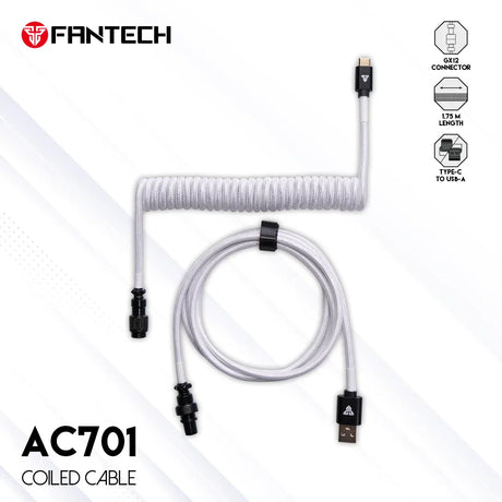 FANTECH AC701 Mechanical Keyboard Coiled Cable Type C Usb Port Cable Keyboard Aviator Desktop Computer Aviation Connector