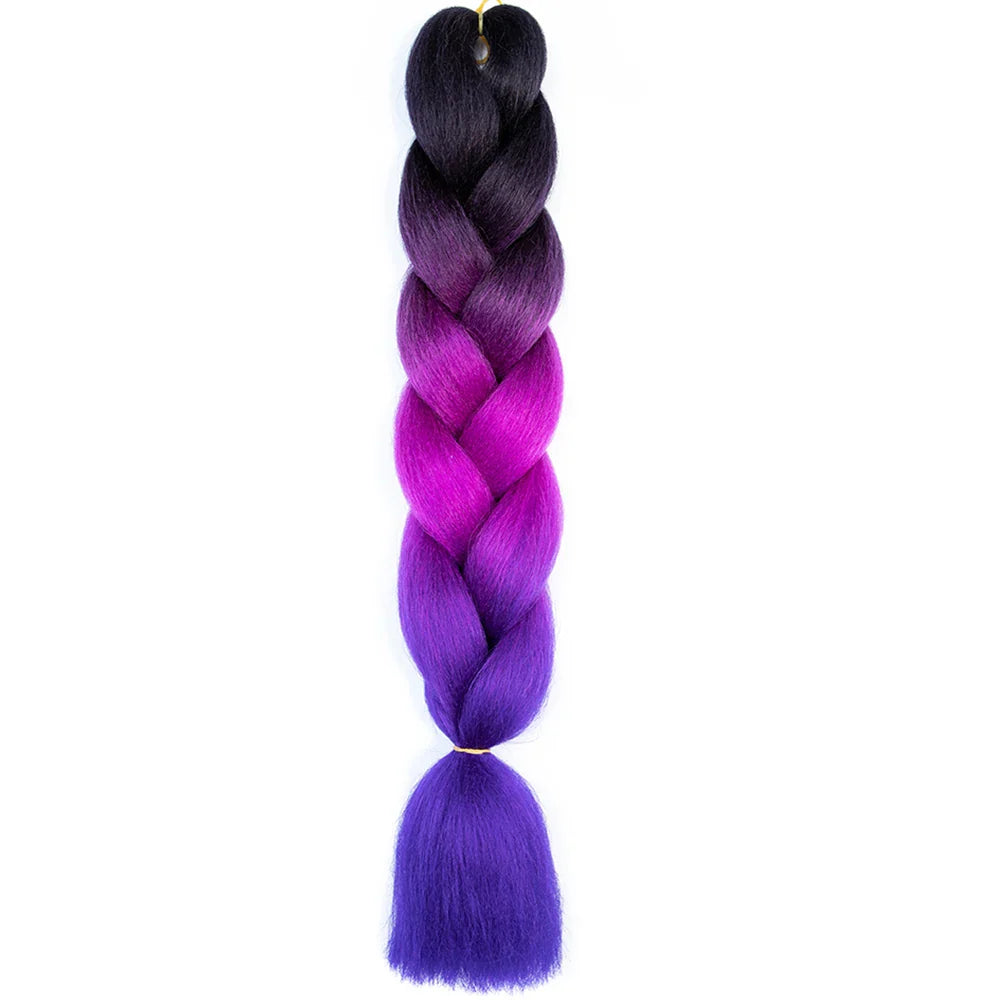 AZQUEEN 24 Inch Jumbo Box Braids Extensions Synthetic Braiding Hair DIY Hair Braids For Children Pink Purple Yellow Gray