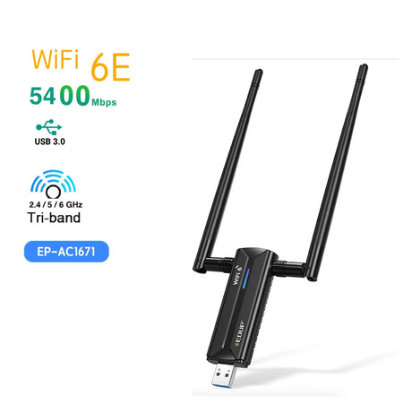 EDUP AX5400 USB 3.0 WiFi 6E Wireless Network card Tri Band 2.4G/5G/6GHz WiFi Adapter 802.11AX High Gain Antenna Dongle