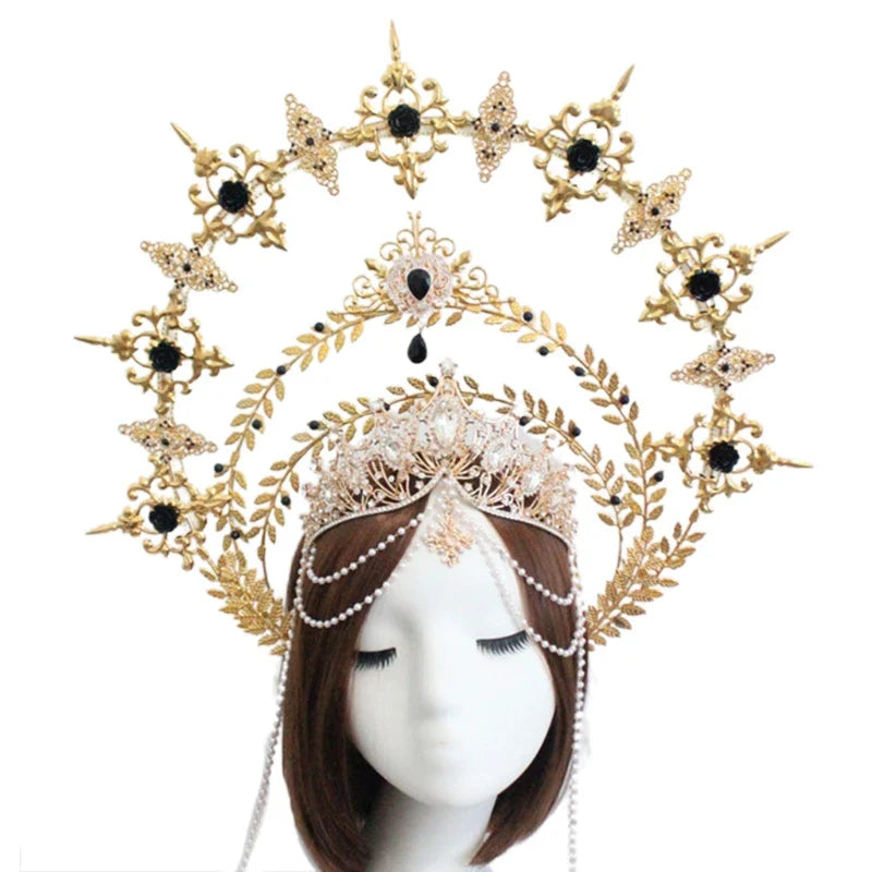 Gorgeous Sun Godmother's Crown Lolita KC Notre Dame Virgin Mary Halo Princess Queen Pope Tiara Headband