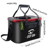 30/40/50CM Folding Fishing Bait Bucket Collapsible Fish Protection Bucket Live Fish Container with Side Pockets and Zipper Tank