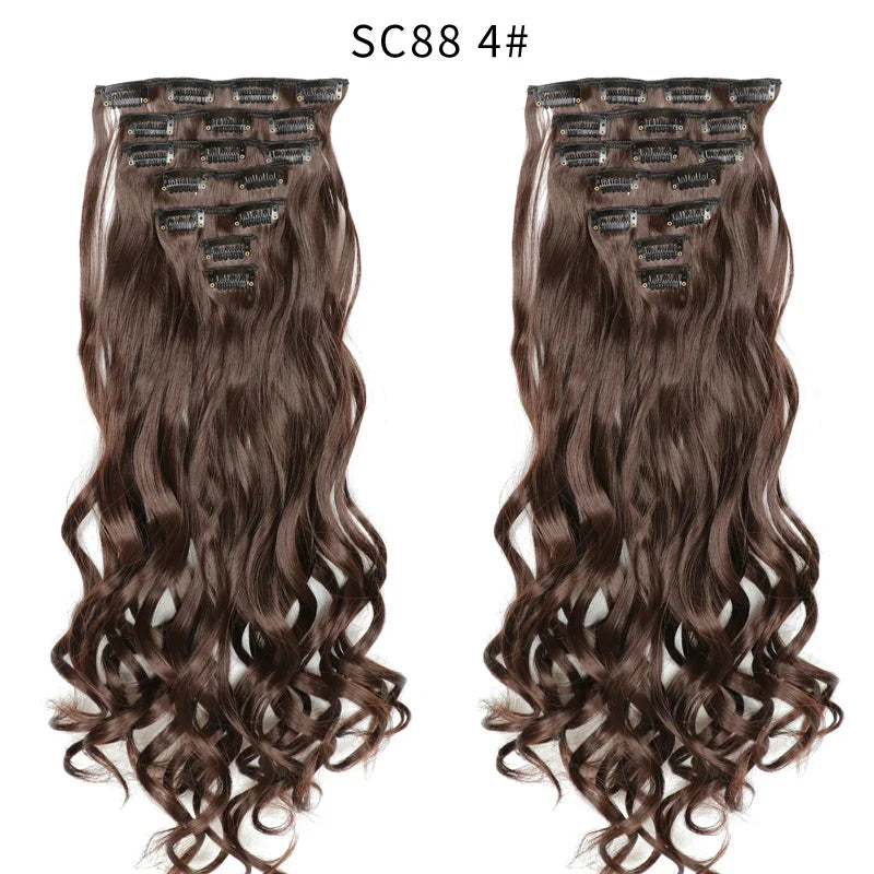 Set Hair Clip In Hair Extensions With Clips Hairpieces Synthetic Extension False/Fake Hair Blonde Eunice Hair Long Hair Pieces