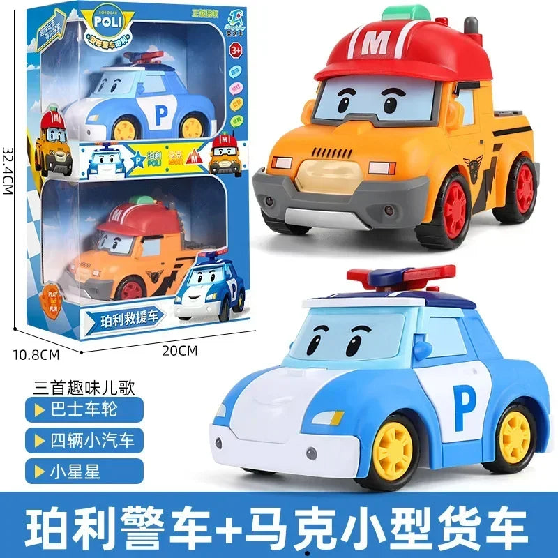 South Korea Poli Robocar Car Transform Vehicle Robot Action Figurine Cartoon Police Car Anime Figure Poli Amber Roy Kid Toy Gift