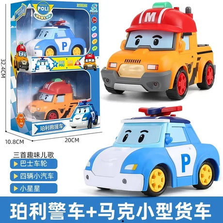 South Korea Poli Robocar Car Transform Vehicle Robot Action Figurine Cartoon Police Car Anime Figure Poli Amber Roy Kid Toy Gift