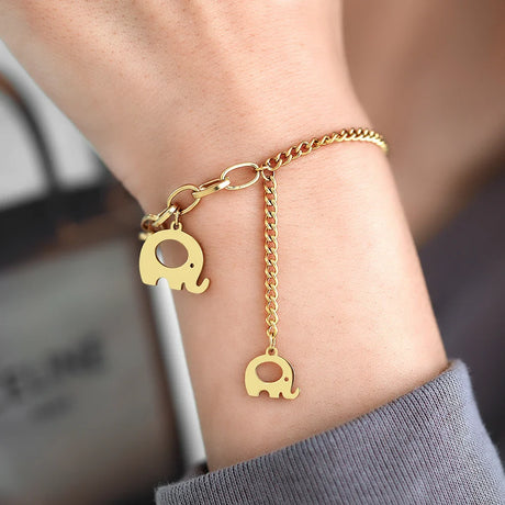 Stainless Steel Bracelets Fashion Trend Multilayer Chain Elephant Smiley Infinity Symbol Round Bracelet For Women Jewelry Gifts