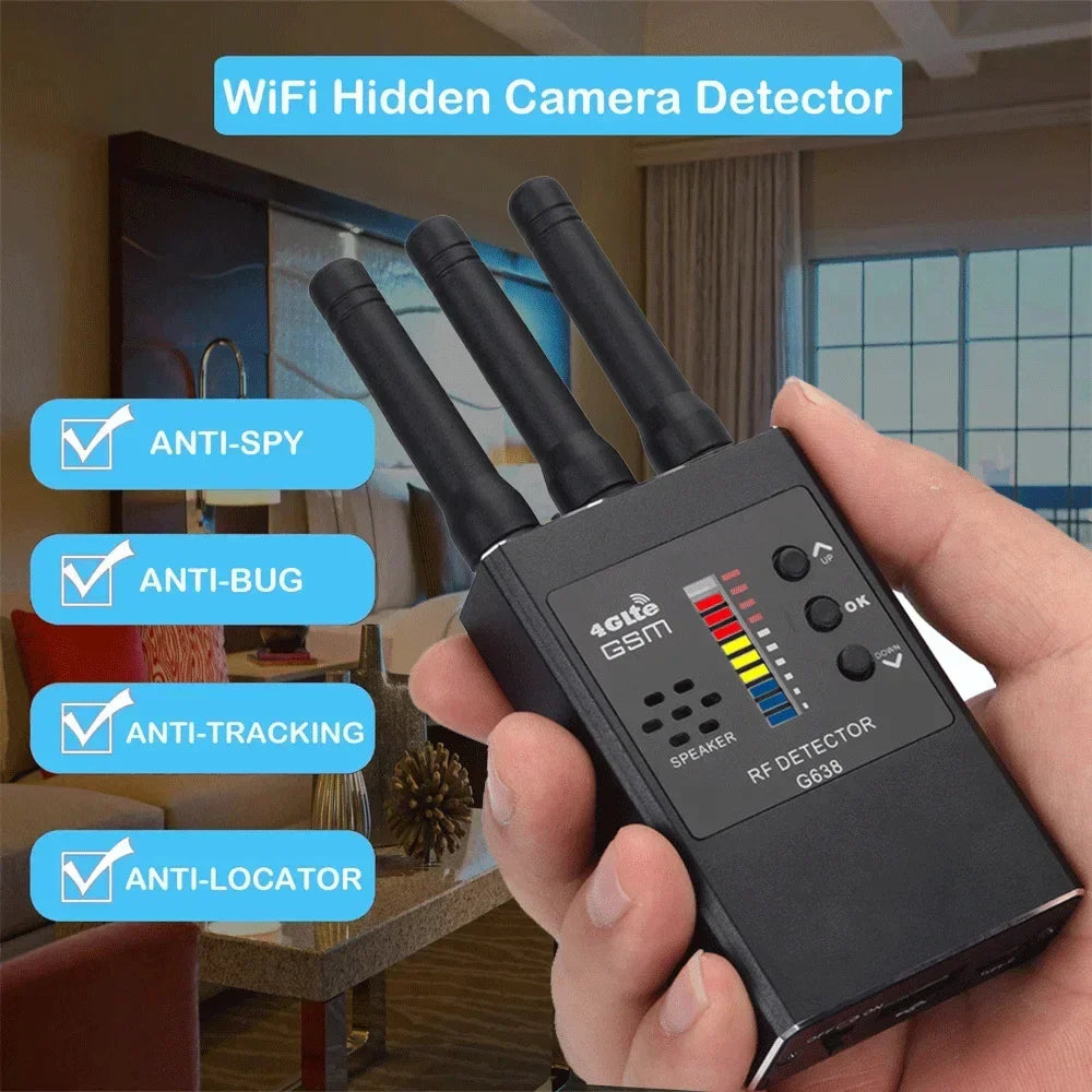 G638 Anti Spy Wireless RF Signal Detector Bug GSM GPS Tracker Hidden Camera Eavesdropping Device Military Professional Version