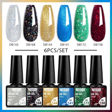 6Pcs Metallic Gel Nail Polish Set Mirror Metal Color Gel Polish Semi Permanent Varnish Soak Off UV LED Gel Nail Art Manicure