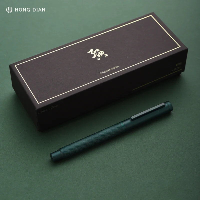 LT Hongdian Deep Blue Forest Metal Nib EF/F/Curved Beauty Tree Pattern Business Office Excellent Writing Gift Box Pen