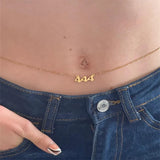 Custom Name Waist Chain for Women Angel Number Pendant Waist Chain Stainless Steel Belly Chains Sexy Body Jewelry Accessories