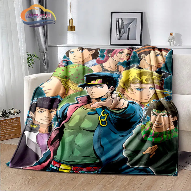 Anime JoJo's Bizarre Adventure Stone Ocean flannel Blanket Throw blanket Warm Sofa bed  children and girls Gift s