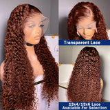 Reddish Brown 13x4 Frontal Wig Deep Wave 30 32 inch 13x6 HD Lace Front Human Hair Wigs 250% Curly Preplucked Brazilian For Women