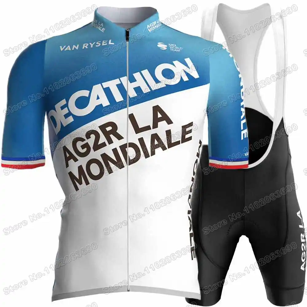 2024 AG2R Cycling Jersey Set Summer France Pro Team Cycling Clothing Men Road Bike Shirt Suit Bicycle Bib Shorts MTB Maillot