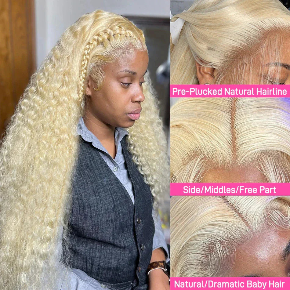 30 38 Inch Honey Blonde 613 Deep Wave13x4 Hd Lace Frontal Wig Brazilian 13x6 Transparent Lace Front Color Curly Wigs Human Hair