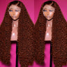 Reddish Brown 13x4 Frontal Wig Deep Wave 30 32 inch 13x6 HD Lace Front Human Hair Wigs 250% Curly Preplucked Brazilian For Women