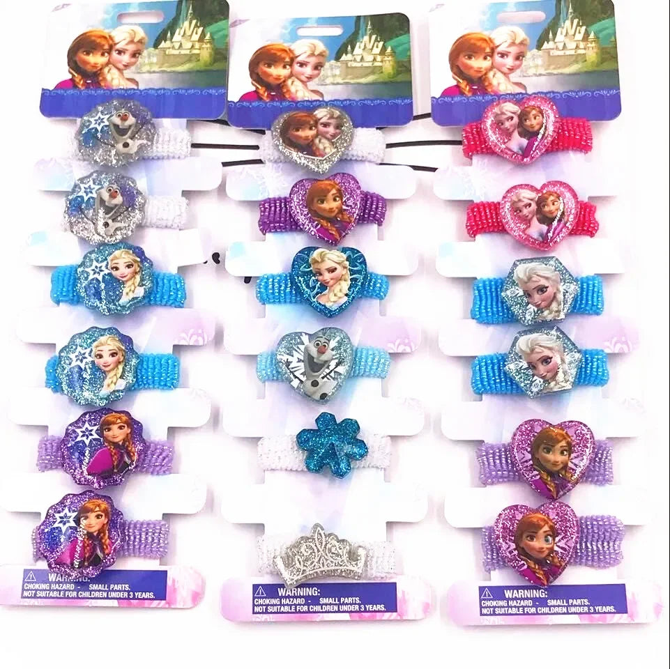 6PCS/Lot Hair Accessories Princess Elsa Anna Elastic Hair bands  Hair pins BB Clips Headwear For Girls Kid Gifts Headdress