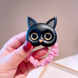 Cartoon Black White Cat Charms Hair Ties Kids Girls Cute Elastic Ponytail Holder Rubber Band Women Hairband Summer Headwear