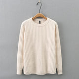 2023 Fall Winter 100kg Simple O-Neck Jacquard Knit Sweater Plus Size Women's Casual Striped Pullover Jumpers