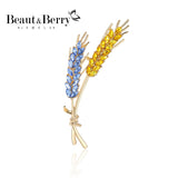 Beaut&Berry 10pcs Women Rhinestone Ear of Wheat Brooches Plant Pins 5-color Unisex Office Party Casual Accessories Gifts