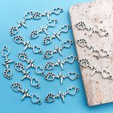 10/20/30pcs Antique Silvery Color Charms Dog Claw Love Heartbeat Double Hole Connector Charms For Jewelry Making Bracelets