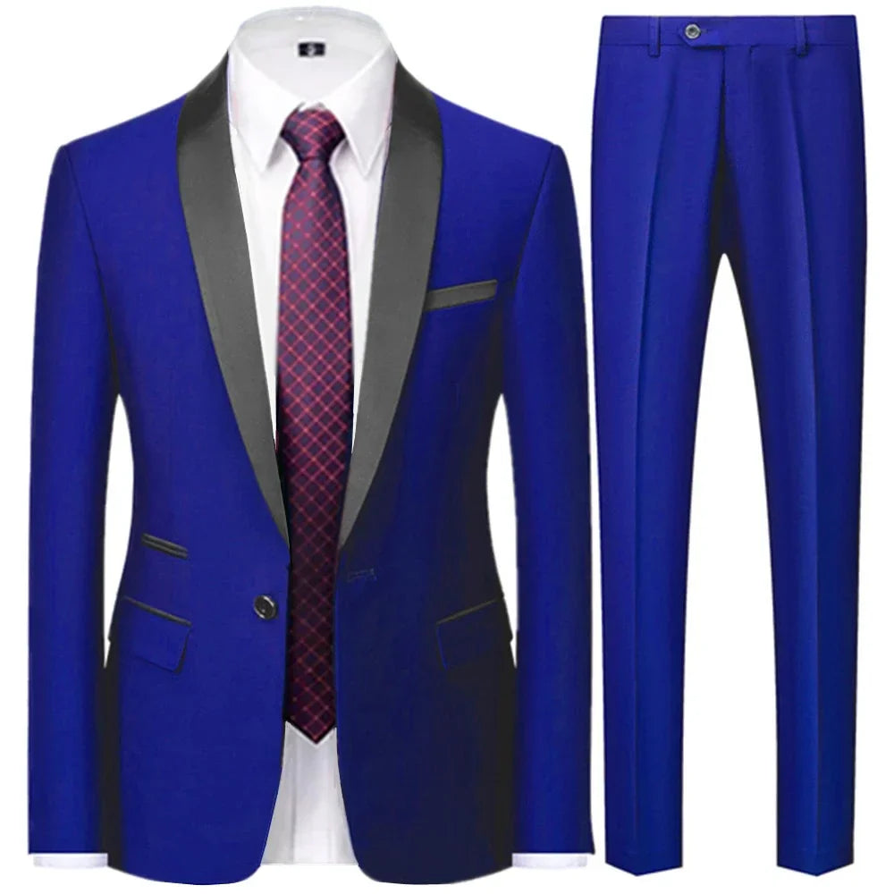 Men's British Style Slim Suit 3 Piece Set Jacket Vest Pants / Male Business Gentleman High End Custom Dress Blazers Coat  S-6XL