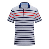 2023 New Summer Men Classic Striped Polo Mens Cotton Short-Sleeved Embroidered Business Casual Hot Polo Shirt Male Dropshipping