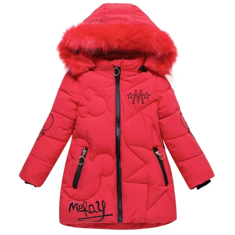 Big Size Winter Girls Jackets Keep Warm Thicken Christmas Coat Autumn Hooded Zipper Waterproof Outerwear Kids Clothes 3-12 Years