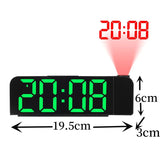 180° Arm Digital Projection Alarm Clock Night Mode Power-off Memory Table Clock 12H/24H Bedroom Electronic LED Clock