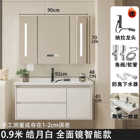 Ceramic Integrated Basin Bathroom Cabinet Modern Minimalist Sink Washbasin Cabinet Combined Muebles Hogar Hotel Furniture YX50BC