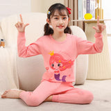 Autumn Cotton Sleepwear Sets for Children Baby Girls Lovely Heart Pajamas 2Pcs Long Sleeve Shirts+Pants Loungewear Kids Clothing