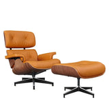 US Inventory Modern Living Room Lounge Chairs Arm Chair with Ottoman Stool Genuine Leather