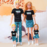 30cm Family Doll Movable Body Mom Dad Ken and Kids 4 Dolls Set 1/6 Barbies Doll Toy for Child Kids Education Birthday Gift