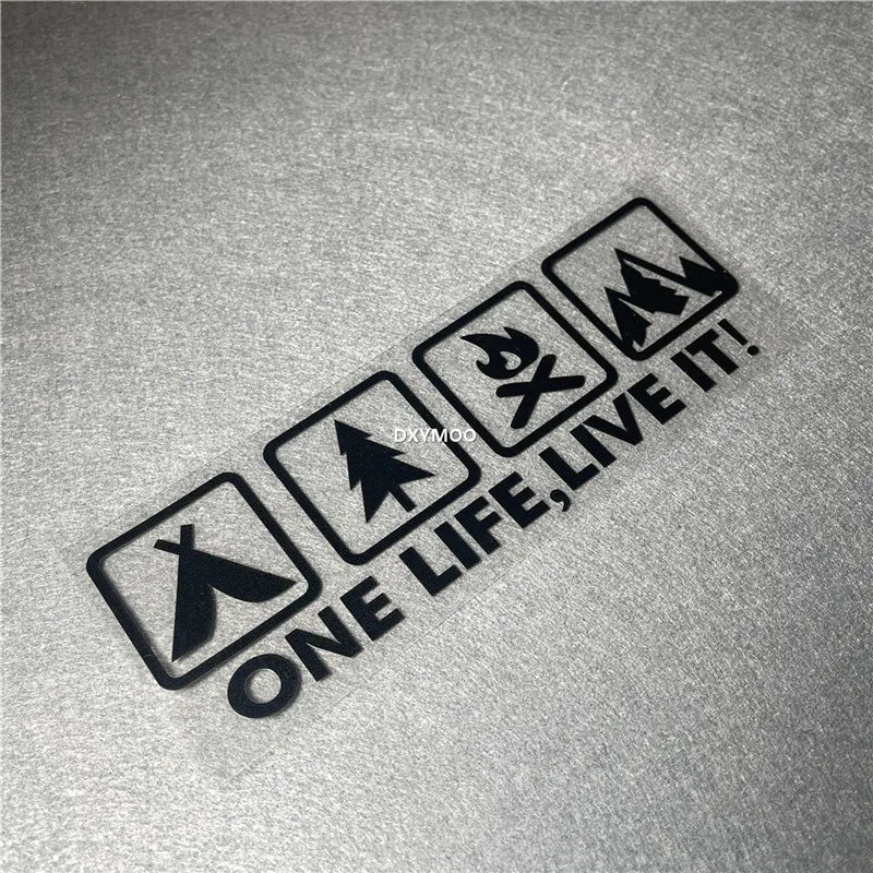 One Life Live it Camping Outdoor Enthusiast Car Sticker Wild Survival Quadruple Decal for Vehicle Auto Window Tail Body