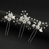 3pcs White Flower U Shaped Hairpin Pearl Elegant Hair Clips Hair Jewelry Accessories For Women Wedding Head Ornaments Hairpins