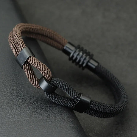 New Bicolor Thread Bracelet For Men Magnet Buckle Concentric Knot Nautical Marine String Braslet Bangle Ukrainian Braclet Joias