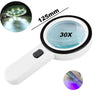 30X Handheld Magnifier Magnifying Glass with 12 LED Light Illuminated for Reading Soldering Jewelry Watch Repair Welding Glasses