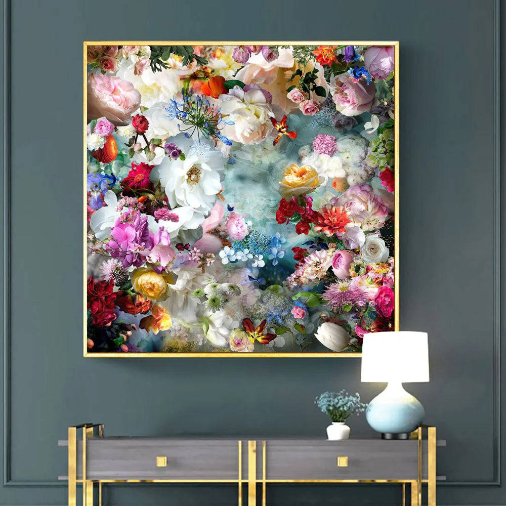 Modern Nordic Decor Bright Peony Flower Art Painting Canvas Posters And Prints Colorful Bouquet Wall Pictures For Living Room