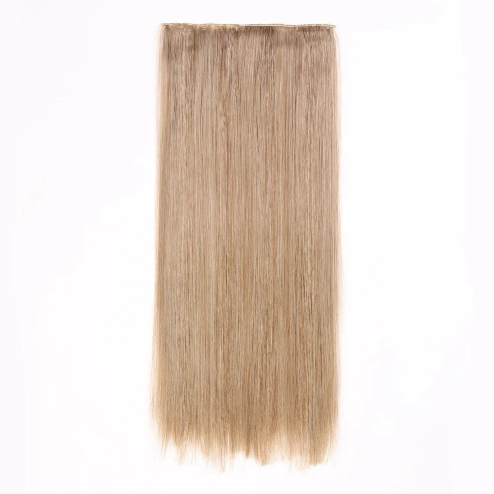 Synthetic Clip in Hair Extensions 6 Pcs/Set 16 Clips Long Straight Hairpieces Clip On Hair Extension for Women Blonde