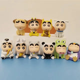 4/6/10pcs Set Crayon Shin-Chan Anime Figure Fishing Puppy Kawaii Q Version Mini Decor Figurines Collectibles Toys Holiday Gifts