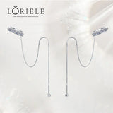 LORIELE 925 Sterling Silver Moissanite Cuff Earrings Wrap Tassel Earrings for Women Teen Girls Threader Chain Dangle Earrings