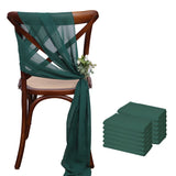 12 Pcs 17x275cm Green  Chiffon Chair Sashes  Wedding Chair Covers Ribbon Wedding Party Aisle Chair Decor