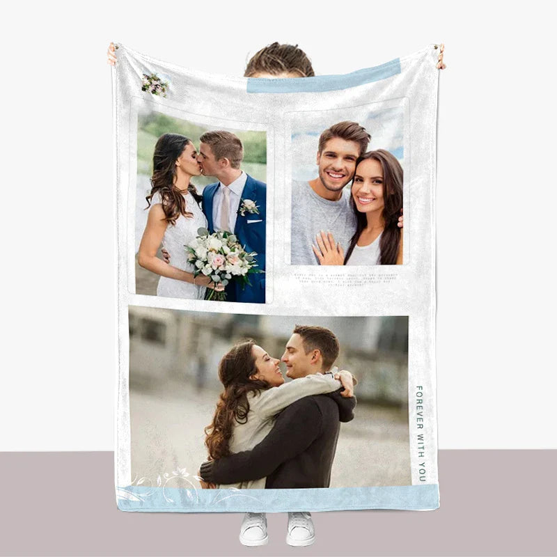 I Love You Custom Blanket with Photo Collage Text Personalized Picture Throw Blanket for Christmas Valentine's Day Birthday Gift