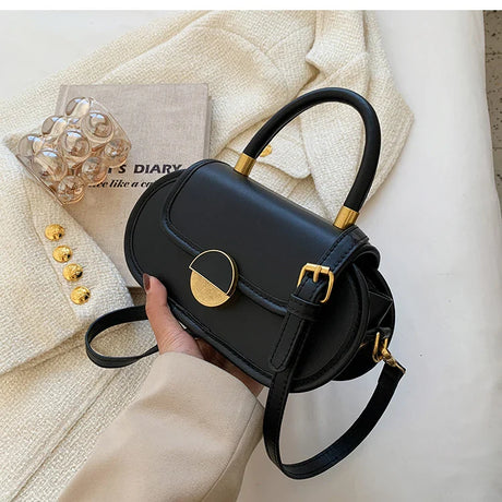 JIOMAY Saddle Shoulder Bag for Women 2023 Luxury Designer Handbags Female Fashion Purse Vintage Round Flap Tote Crossbody Bag