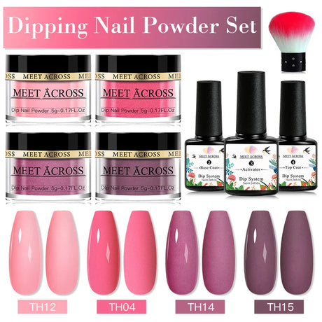 5g Dipping Nail Powder Set Nude Nail Glitter Dipping System Kit For Manicure Nail Art Decorations Natural Dry Without Lamp Cure