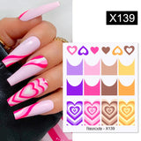 3D Silver Frame Nail Sticker Silver Bronzing Stripe Lines Sliders For Nails Tribal Pattern Decals Marble Blooming Nail Tattoos