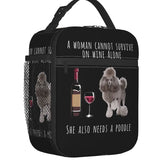 Custom Dachshund And Wine Funny Dog Lunch Bag Women Thermal Cooler Insulated Lunch Boxes for Children School