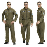 Pilot Uniform Army Green TOP GUN Costume for Adult Cosplay Military Uniform Women Men Fighter Pilot Costume Plus Size